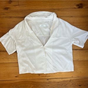 ALC Short Sleeve Button Down Crop Top